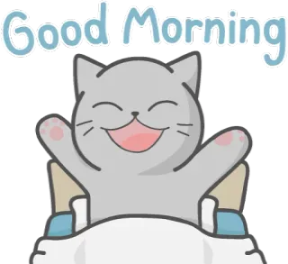 💤 d3129719 Good Morning 猫, おはよう, 動物, 可愛い, 挨拶, ベッド telegram sticker