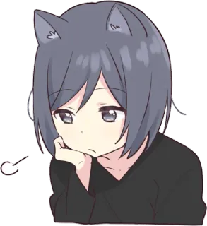 😤 63aaea78 Аниме, Кошачьи ушки, Девушка, Милая, Эмо telegram sticker