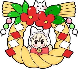 🍡 c6da1f2c cat, anime, flowers, kawaii, cute, character telegram sticker