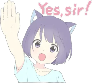 😃 5d7e6de0 Yes, sir! Anime, Nekomimi, Saludo, Lindo, Afirmativo, Sí señor, Dibujo animado telegram sticker