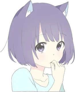 😳 c97bdb18 chica anime, orejas de gato, lindo, manga, kawaii, personaje, pegatina telegram sticker