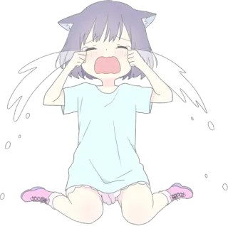 😭 d24add26 llorando, anime, chica gato, triste, lloroso, emocional telegram sticker