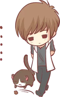 💬 7df1e6a5 chibi, anime, boy, cat, cute, cartoon, manga, art telegram sticker