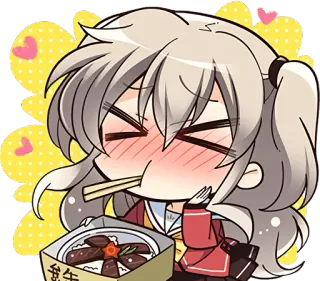 😍 6b0a78b2 我的午餐 anime, eating, lunch, chibi, kawaii, cute telegram sticker