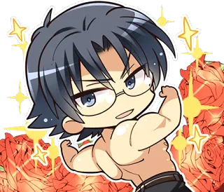 💪 fd21ccaf anime, muscle, character, roses, sparkle, cute telegram sticker