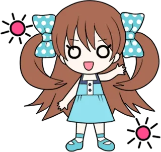 😳 0e6d9ef8 Cartone animato, Carino, Chibi, Anime, Ragazza, Pois, Fiocchi telegram sticker