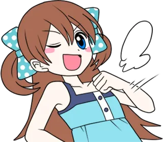 🤪 f844dab8 Ragazza anime, Cartone animato, Carina, Allegra, Che fa l'occhiolino, Vestito blu, Codini telegram sticker