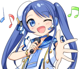 🎤 523aee87 애니메이션, 아이돌, 음악, 카와이, 귀여운, 노래 whatsapp sticker