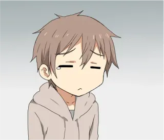 😞 05d8af16 Anime, Junge, traurig, Kapuzenpulli, Cartoon telegram sticker