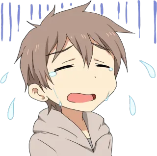 😢 bdfc296c weinen, traurig, Anime, Junge, Cartoon telegram sticker