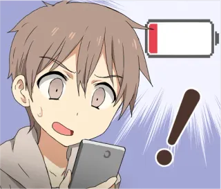 📱 f775299a niedriger Akkustand, Handy, Anime, besorgt, Technik, digitales Gerät telegram sticker