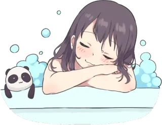 🚿 d5c69462 アニメ, 女の子, お風呂, パンダ telegram sticker
