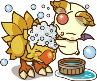🚿 5b36727f chocobo, moogle, bubbles, bath, cute, fantasy telegram sticker