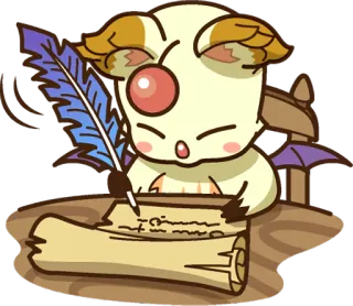 📝 8be8d4a2 Moogle fantasy, writing, cute, kawaii, final fantasy, moogle telegram sticker