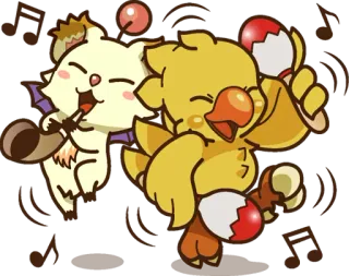 😆 de81fe55 chocobo, moogle, final fantasy, dancing, music, cute telegram sticker