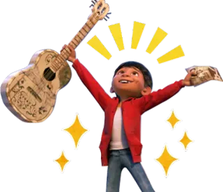 😄 15cb4abb Miguel Coco Coco, Miguel, guitarra, música, celebração, Disney, Pixar telegram sticker