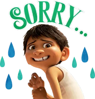 😅 345162c2 Miguel Rivera Coco SORRY desculpa, triste, desenho animado, Coco, Disney, Miguel Rivera telegram sticker