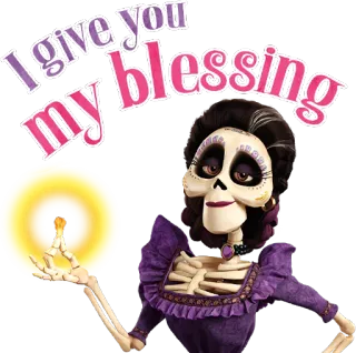 👌 90166139 Mama Coco Coco I give you my blessing Mamã Coco, Coco, Disney, Pixar, Bênção, Esqueleto telegram sticker