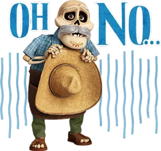 😰 90d47894 OH NO... Esqueleto, Chapéu, Triste, Oh não, Desenho animado telegram sticker