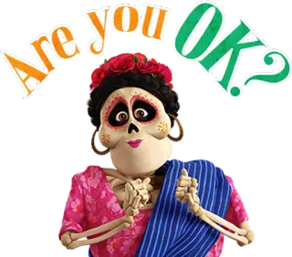 ☺️ 9aadc46e Mama Coco Coco Are you OK? Coco, Mamã Coco, Disney, Pixar, esqueleto, Dia de los Muertos telegram sticker