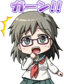 😰 99fa1710 ガーン！！ anime, manga, choquée, écolière telegram sticker