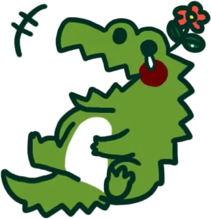 😆 6d6459df crocodilo, animal, desenho animado, fofo, adesivo, jacaré, verde telegram sticker