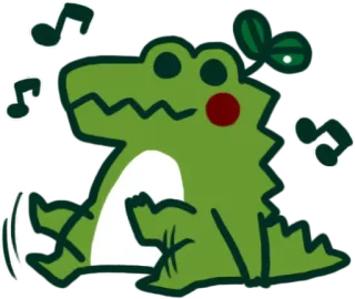 🎵 762ba1ad crocodilo, animal, desenho animado, réptil, notas musicais telegram sticker