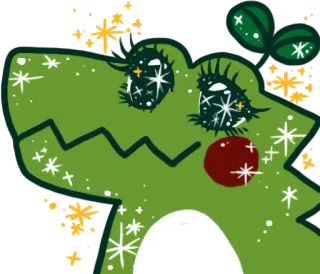 🤩 7a108d44 rã, fofo, verde, brilhante, desenho animado, kawaii telegram sticker