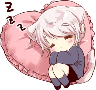 😴 4b29231f ZZZ anime, kucing, tidur, imut, kawaii, bantal telegram sticker