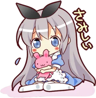 😥 41a08df3 さみしい Anime meisje, Chibi, Kawaii, Verdrietig, Eenzaam, Konijn, Pop telegram sticker