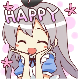 😄 4dac4e13 HAPPY vrolijk, anime, meisje, schattig, kawaii, feest telegram sticker
