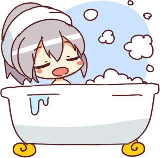 🛀 4f058d45 Chibi, Bad, Schattig, Kawaii, Ontspannend, Anime telegram sticker
