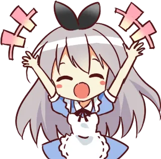 😄 7b92bdab Anime, Chibi, Vrolijk, Schattig, Kawaii, Meisje, Enthousiast telegram sticker