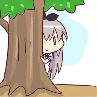 👀 e8c726ee Anime, Boom, Schattig, Karakter, Gluren, Verstoppen telegram sticker
