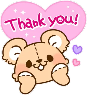 💕 02b366a3 Thank you! thank you, cute, bear, heart, sticker, cartoon whatsapp sticker