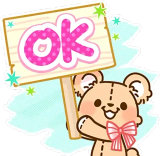 🙆‍♀️ 05d166b8 ok ok, teddy bear, sign, cute, cartoon, animal whatsapp sticker
