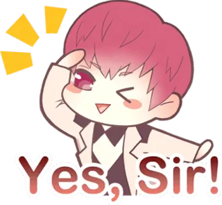 👍 a56dce56 Yes, Sir! 动漫, 卡通, Q版, 可爱, 遵命 telegram sticker