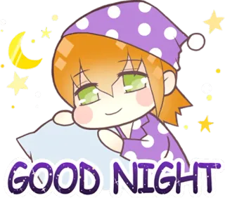 😴 b99ad94a GOOD NIGHT 晚安, 睡眠, 星星, 月亮, 卡通, 动漫 telegram sticker