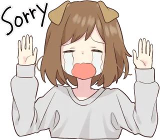 🙏 0a04220d Sorry apology, dog ears, crying, cute, sad telegram sticker
