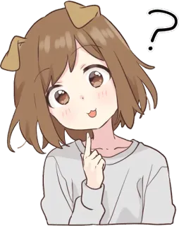 🧐 364adf77 anime, dog ears, question mark, thinking, cute, girl telegram sticker