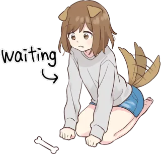 🙄 3812f7f0 waiting anime, dog, waiting, cute, girl telegram sticker