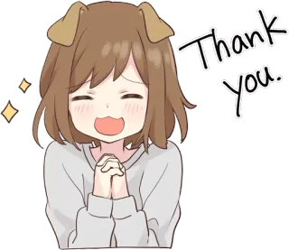 😄 6b97223f Thank You thank you, anime, dog ears, cute, girl telegram sticker