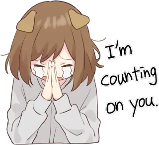 🙏 cb257549 I'm counting on you. anime, request, cute, pleading, begging, dog ears telegram sticker
