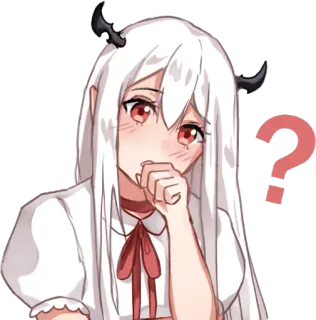 ❓ 814dda25 อนิเมะ, เครื่องหมายคำถาม, ปีศาจ, น่ารัก, ผู้หญิง, คาวาอิ telegram sticker