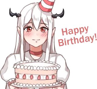 😄 abf39fde Happy Birthday! อนิเมะ, วันเกิด, เค้ก, งานฉลอง, มีความสุข, หมวกปาร์ตี้ telegram sticker