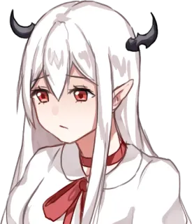 😞 b9a0e111 อนิเมะ, ปีศาจ, เศร้า, ตัวละคร, ภาพประกอบ, เขา, ผู้หญิง telegram sticker