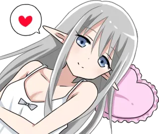 😏 316b9dde Anime, Elf, Lucu, Gadis, Hati, Bantal telegram sticker
