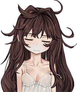 😪 423340cc Anime, Meisje, Nachtkleding, Verdrietig, Lang Haar, Brunette telegram sticker