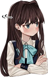 🤨 82cff519 anime meisje, geïrriteerd, boos, schoolmeisje, pruillip, schattig, brunette, boos telegram sticker