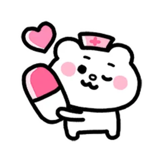 💨 d9f3c80b ours, infirmière, médicament, santé, pilule, mignon, dessin animé telegram sticker